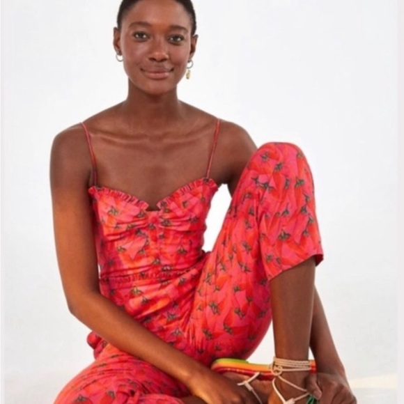 |Farm Rio| Red Pepper Jumpsuit, XL - Picture 3 of 6
